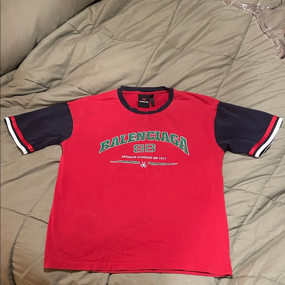 Balenciaga Vintage Logo T-Shirt — Red/Green — Size M/L — Authentic Tags